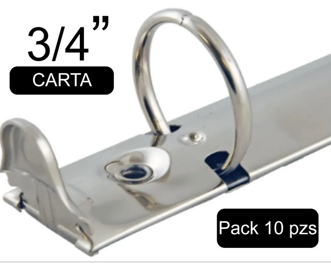 Herraje tamaño carta de 280 mm con tres argollas circulares de 3/4 de pulgada de diámetro, con palancas, base de 17 mm, acabado níquel, y capacidad para 150 hojas. Herraje tamaño carta de 280 mm con tres argollas circulares de 3/4 de pulgada de diámetro, con palancas, base de 17 mm, acabado níquel, y capacidad para 150 hojas.